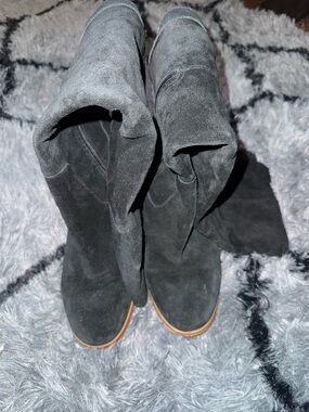 Marc Fisher Black Suede Slouch Heel Boots